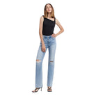 Women's Flying Monkey High Rise Distressed Slim Wide Jeans F5781 - Crazy House Western Wear