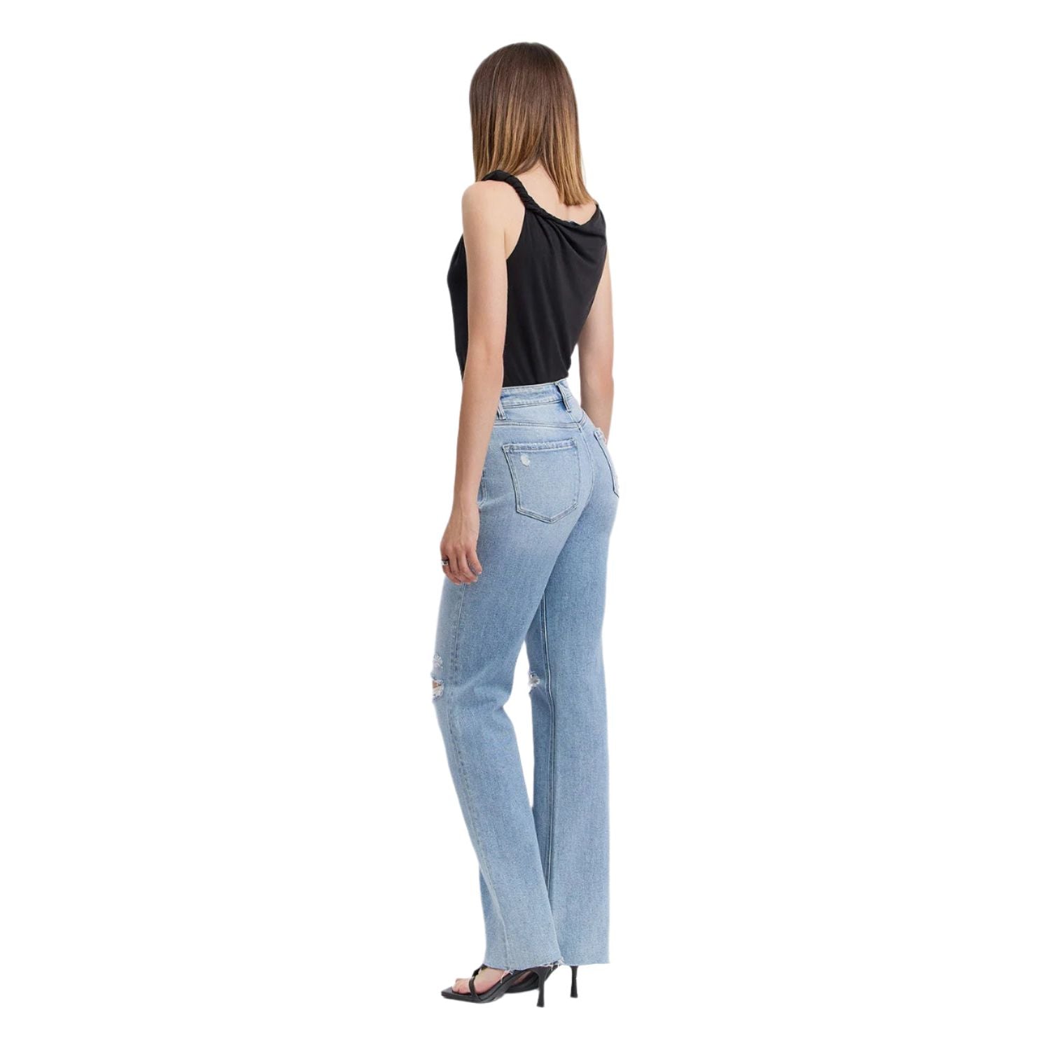 Women's Flying Monkey High Rise Distressed Slim Wide Jeans F5781 - Crazy House Western Wear