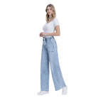Women's Flying Monkey High Rise Drawstring Waistband Wide Leg Jeans F6065