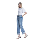Women's Flying Monkey High Rise Medium Light Wash Cuffed Slim Wide Jeans F6061