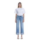 Women's Flying Monkey High Rise Medium Light Wash Cuffed Slim Wide Jeans F6061