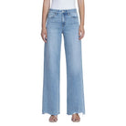 Women's Flying Monkey High Rise Medium Light Wash Raw Hem Wide Jeans F9053