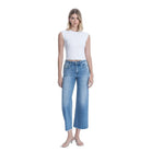 Women's Flying Monkey High Rise Raw Hem Crop Slim Wide Leg Jeans F6046