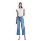Women's Flying Monkey High Rise Raw Hem Crop Slim Wide Leg Jeans F6046