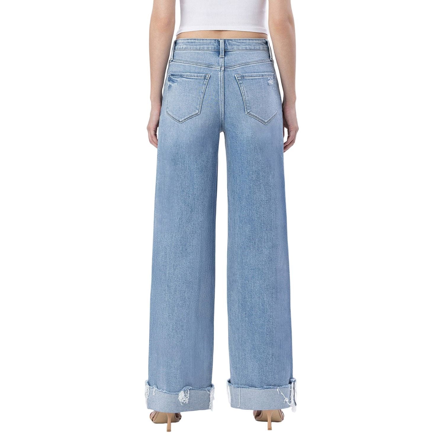 Women's Flying Monkey  Super High Rise Cuffed Wide Jeans F6033