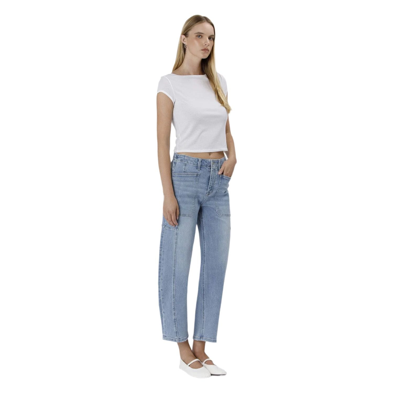 Women's Flying Monkey Super High Rise Elastic Band Barrel Jeans F583 - Crazy House Western Wear