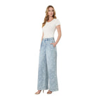 Women's Flying Monkey Super High Rise Floral Print Pleated Wide Leg Jean F9160SFP