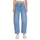 Women's Flying Monkey Super High Rise Patch Pocket Cuffed Barrel Jeans F9134