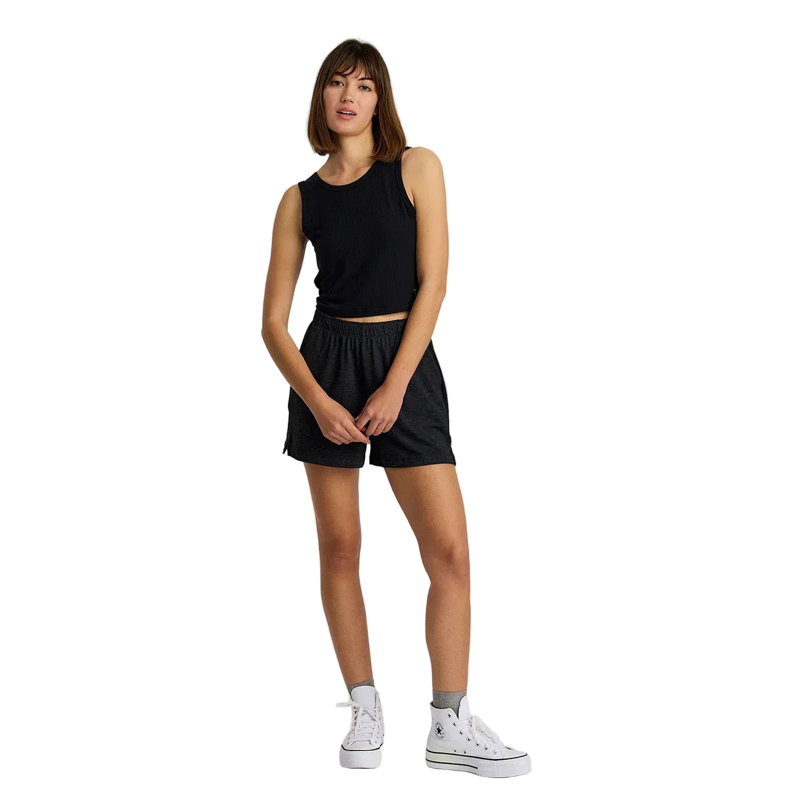 Women's Free Fly Black Ribbed Bamboo Tank Top WRIBT300