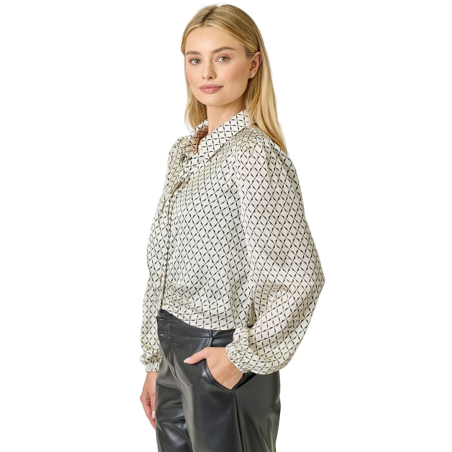 Women's Geo Print Scarf Blouse 61211