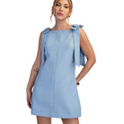 Women's Glam Straight Neckline Bow Mini Dress GD8956