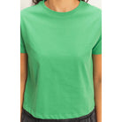 Women's Green Crew Neck Cotton T-shirt DZ26C412