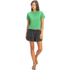 Women's Green Crew Neck Cotton T-shirt DZ26C412