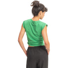 Women's Green Ruched Waist Sleeveless Cotton Top DZ26C520