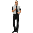 Women's Grey Classic Puffer Zip Up Vest With High Neck