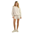 Women's Heather Gray All Over Dog Crew Neck Sweatshirt VT72688
