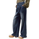 Women's High Waist Pleated Wide Leg Denim Jeans SB8562F-01