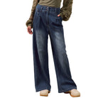 Women's High Waist Pleated Wide Leg Denim Jeans SB8562F-01