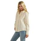 Women's Horseshoe Embroidered Fitted Shirt Blouse SDT6477