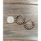Women's Isac 1" 6mm  Copper Western Bead Hoop Earrings 724503