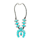 Women's Isac 24" Long Full Squash Blossom Turquoise Necklace