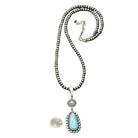 Women's Isac 30" Long 6mm Navajo Pearl Turquoise Necklace