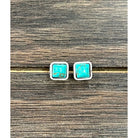 Women's Isac 6mm Square Turquoise Stud Earrings 723047