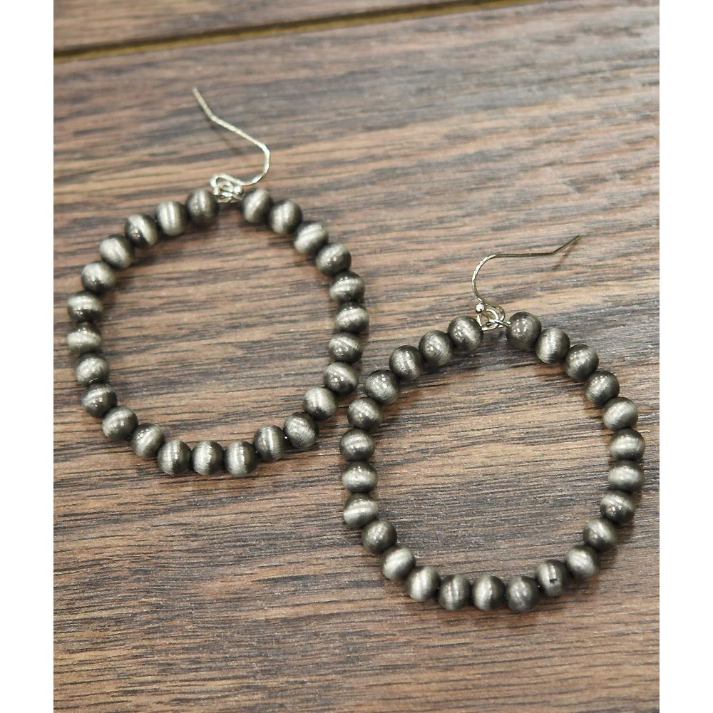 Women's Isac Handmade 1.75" 6mm Navajo Bead Hoop Earrings 720546