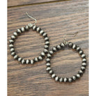 Women's Isac Handmade 1.75" 6mm Navajo Bead Hoop Earrings 720546