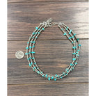 Women's Isac Silver Western Bead, Turquoise Strand Necklace 739786