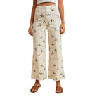 Women's Ivory Mallard Printed Stretch Denim Wide Leg Jeans AP6645J