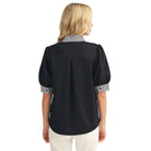 Women's Jodifl Black and Striped Puff Sleeve Blouse B13435-BLK