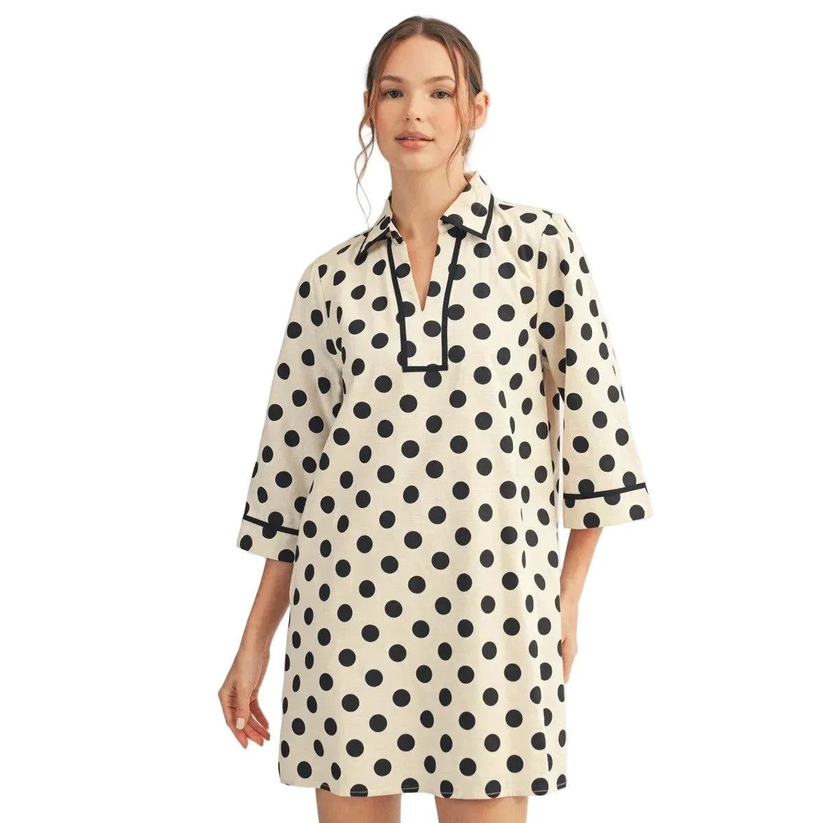 Women's Jodifl Black and White Polka Dot Woven Dress