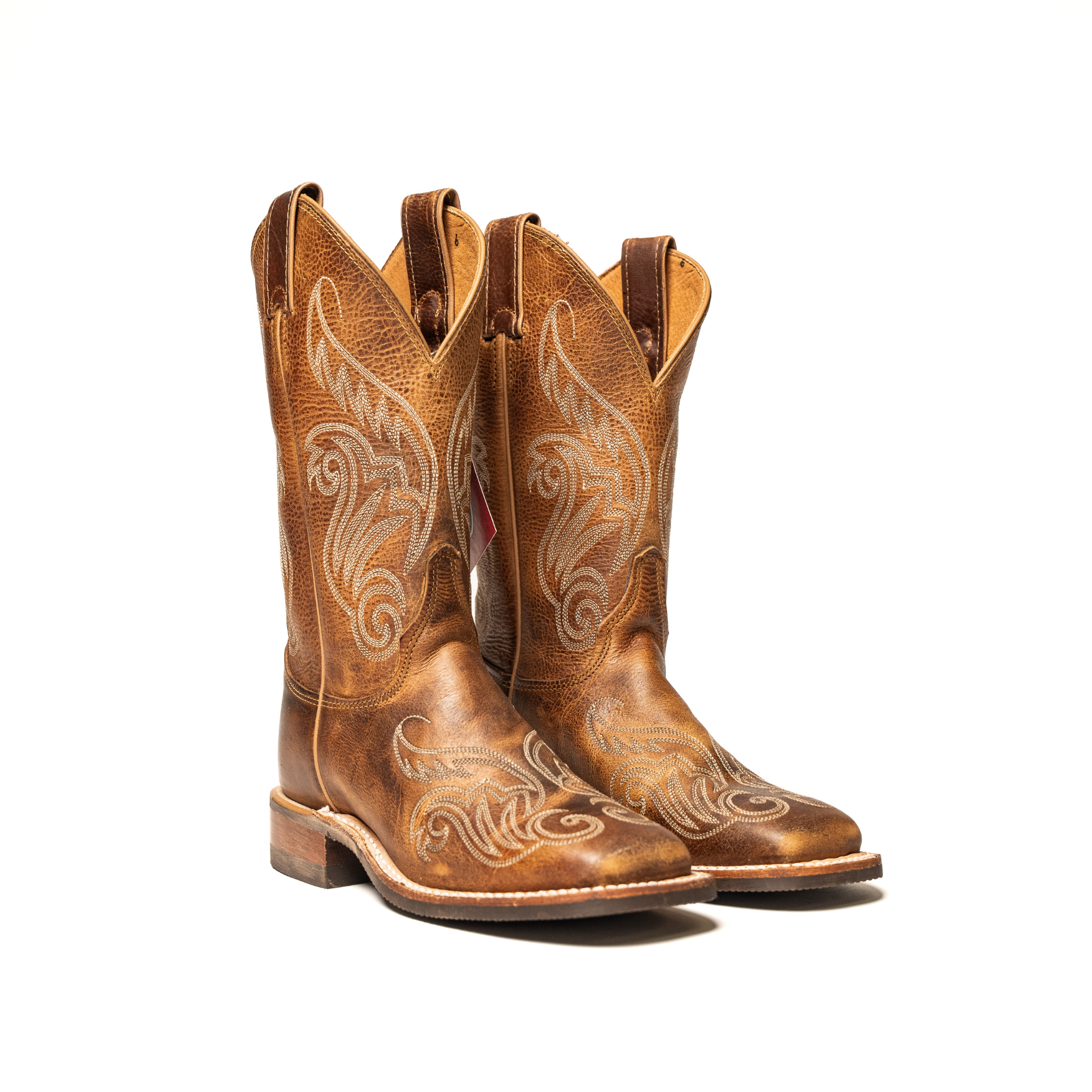 Women's Justin Llano Brown Square Toe Boots BRL212 – Crazy House