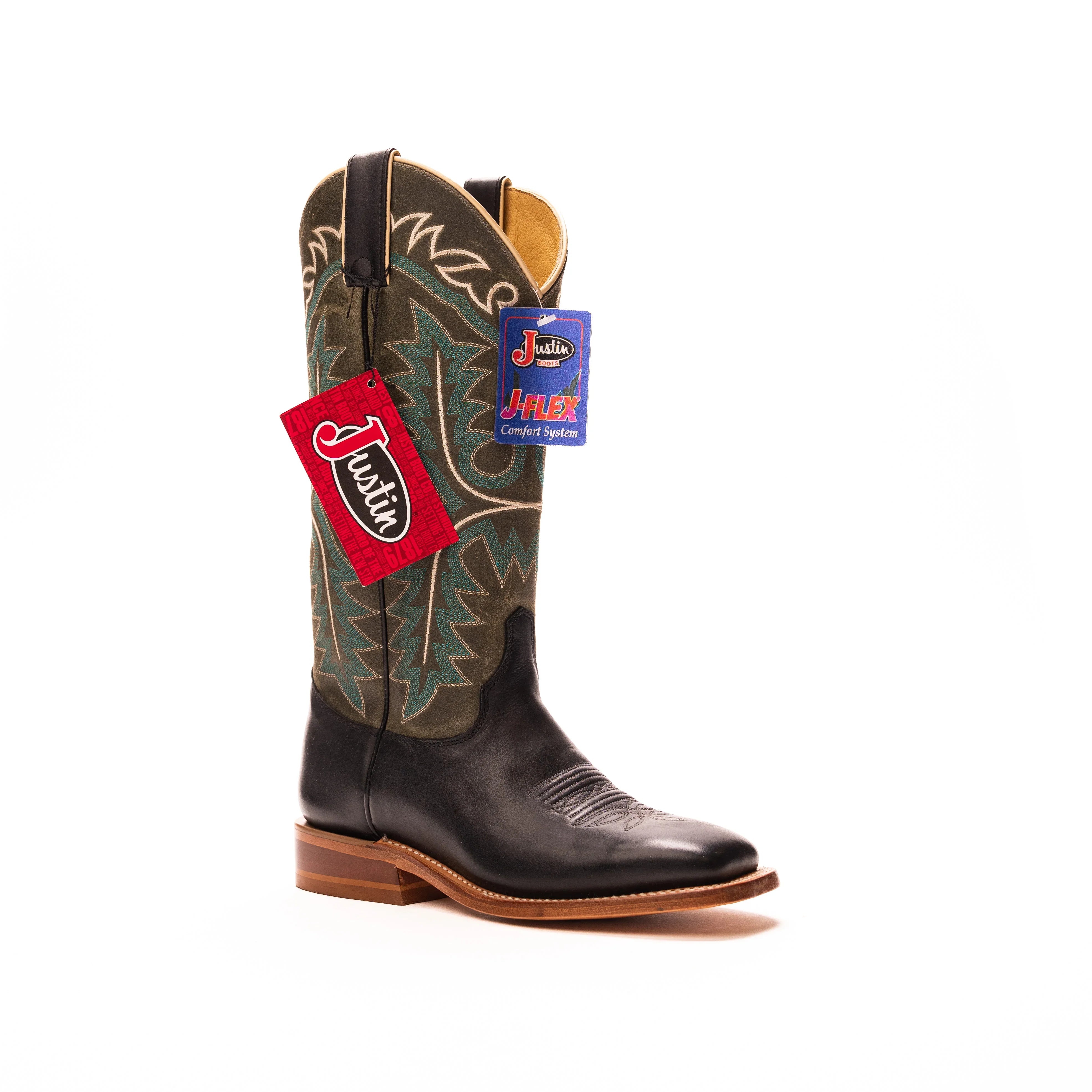 Women's Justin Stella Black Square Toe Boots CJ2620 – Crazy House