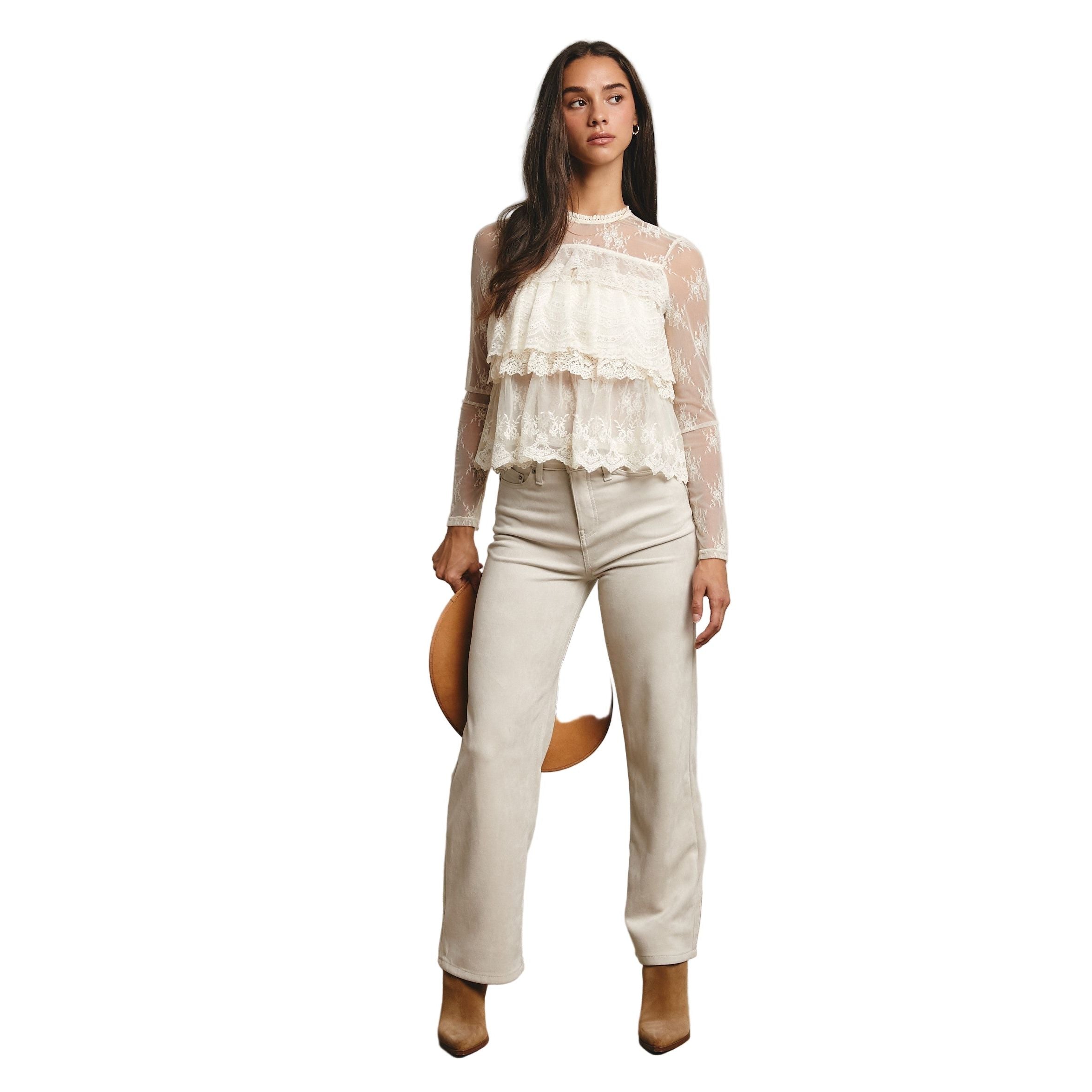 Women's Lace Ruffle Layering Blouse FT0002