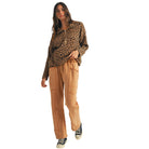 Women's Leopard Loose Fit Zipper Pullover Top DT1150