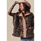 Women's Leopard Soft Sherpa Fur Sleeveless Vest Jacket ST2049E-02