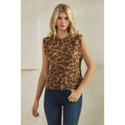 Women's Leopard Wool Blend Vest Sweater SDW6486