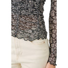 Women's Lettuce Hem Mesh Print Top 61320
