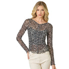 Women's Lettuce Hem Mesh Print Top 61320