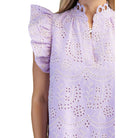 Women's Lilac Eyelet V-Neck Mini Dress TE1649