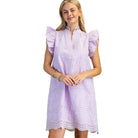 Women's Lilac Eyelet V-Neck Mini Dress TE1649
