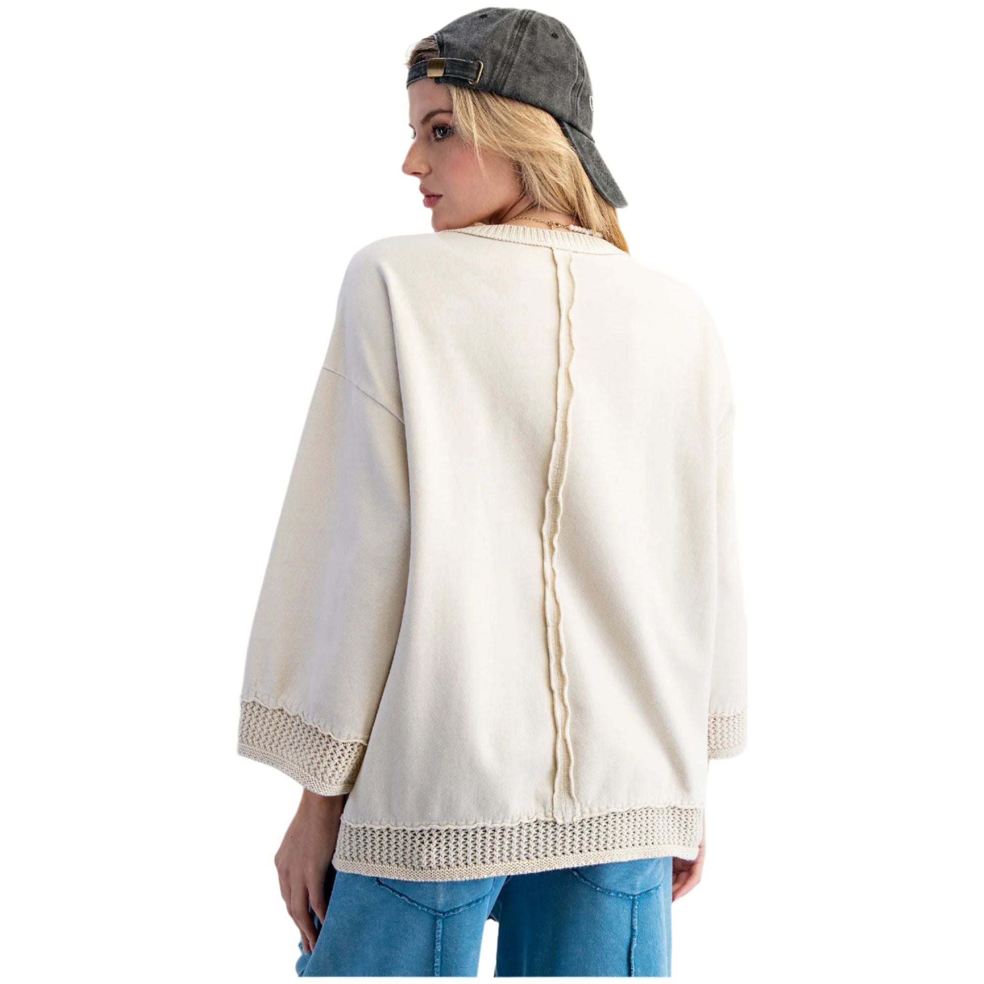 Women's Mineral Washed Boxy Pullover ET18893 - Crazy House Western Wear
