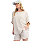Women's Mineral Washed Thermal Knit Oversized Top ET71499 - Crazy House Western Wear