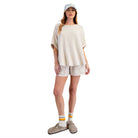 Women's Mineral Washed Thermal Knit Oversized Top ET71499 - Crazy House Western Wear