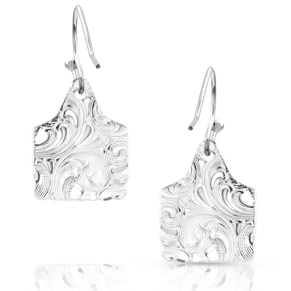 Women's Montana Silversmiths Chiseled Cow Tag Earrings ER5398
