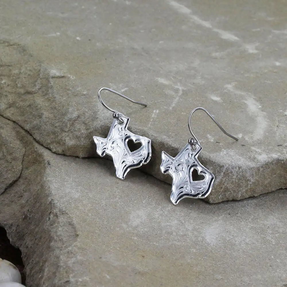 Women's Montana Silversmiths I Heart Texas State Charm Earrings ER2370TX