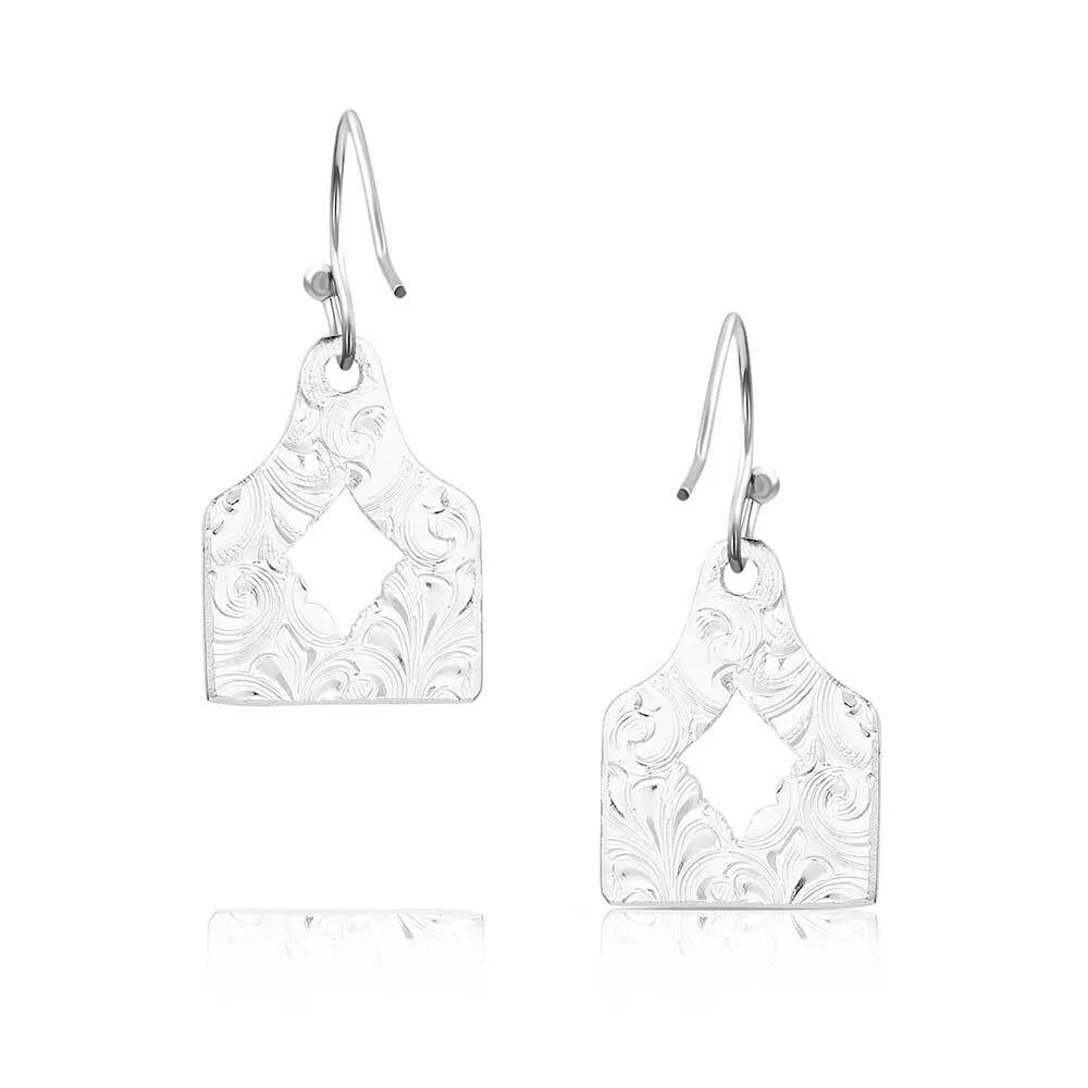 Women's Montana Silversmiths Out West Cow Tag Earrings ER6135