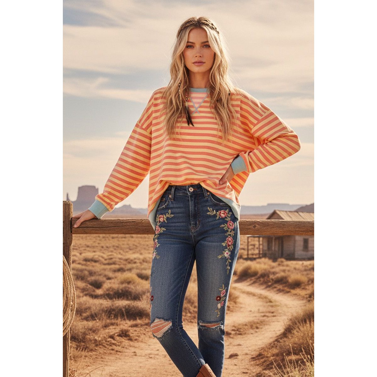 Women's Multi Color Striped Sweatshirt  SNS2022